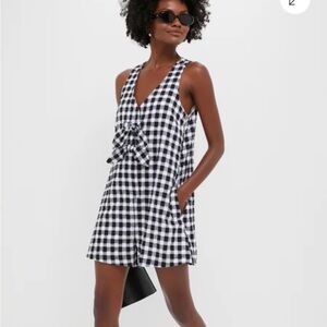 NWT Tuckernuck Gingham Tie-Front Romper in Black & White